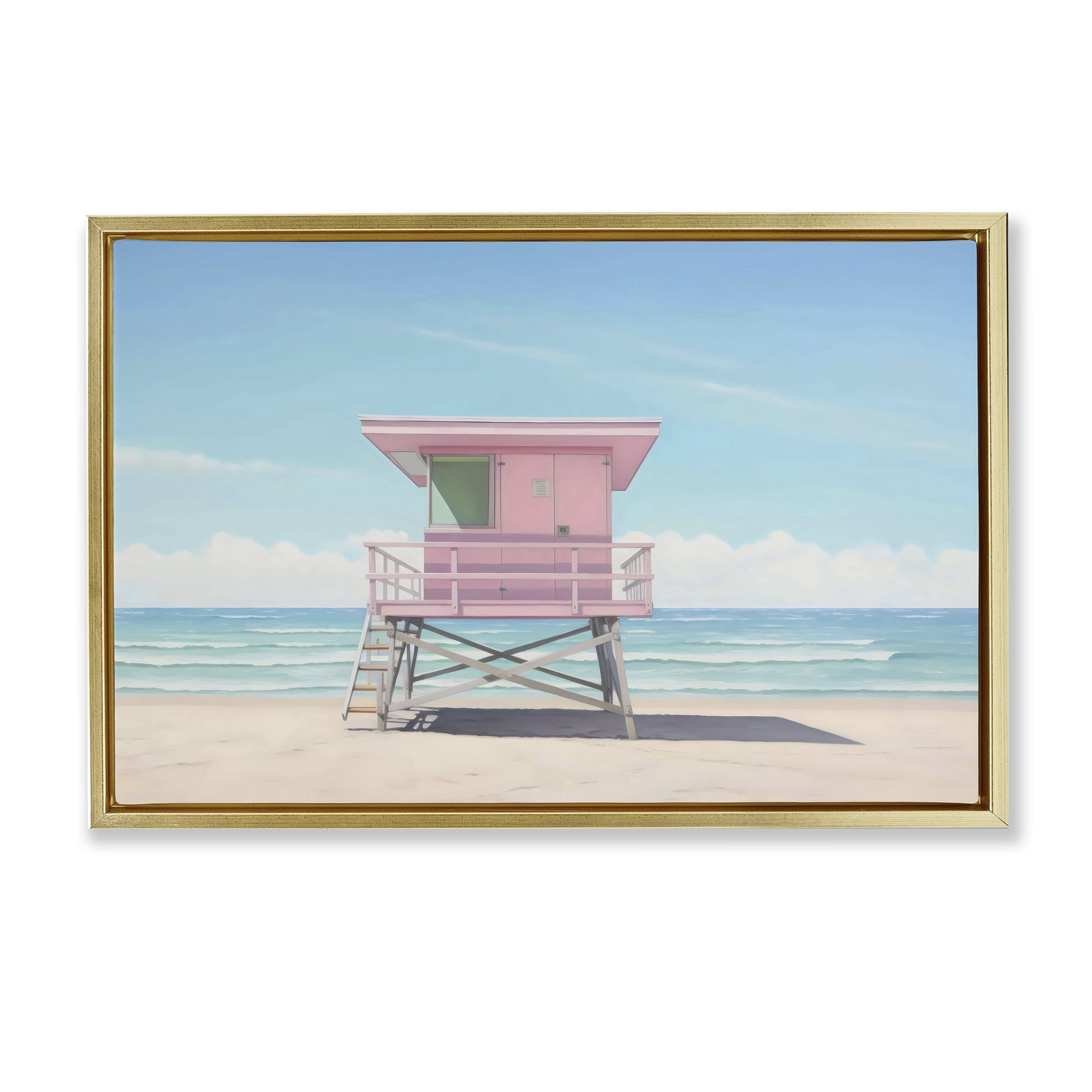 Stupell Industries Miami Beach Lifeguard Station Gold Framed Floater Canvas Wall Art, design by Creative Studio