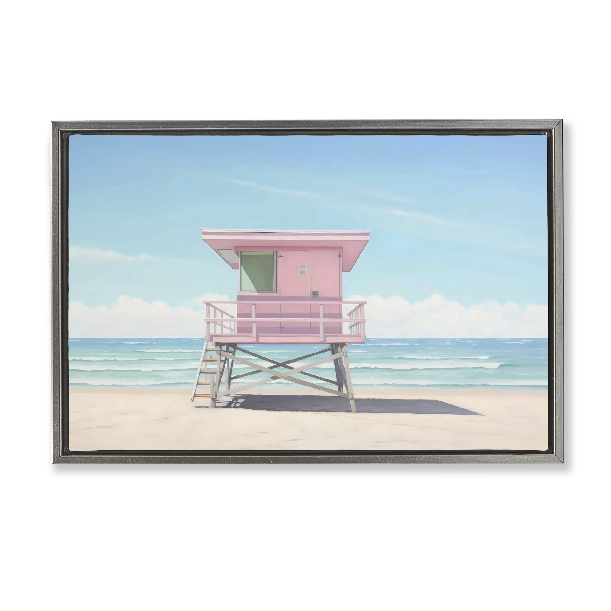 Stupell Industries Miami Beach Lifeguard Station Gray Framed Floater Canvas Wall Art, design by Creative Studio