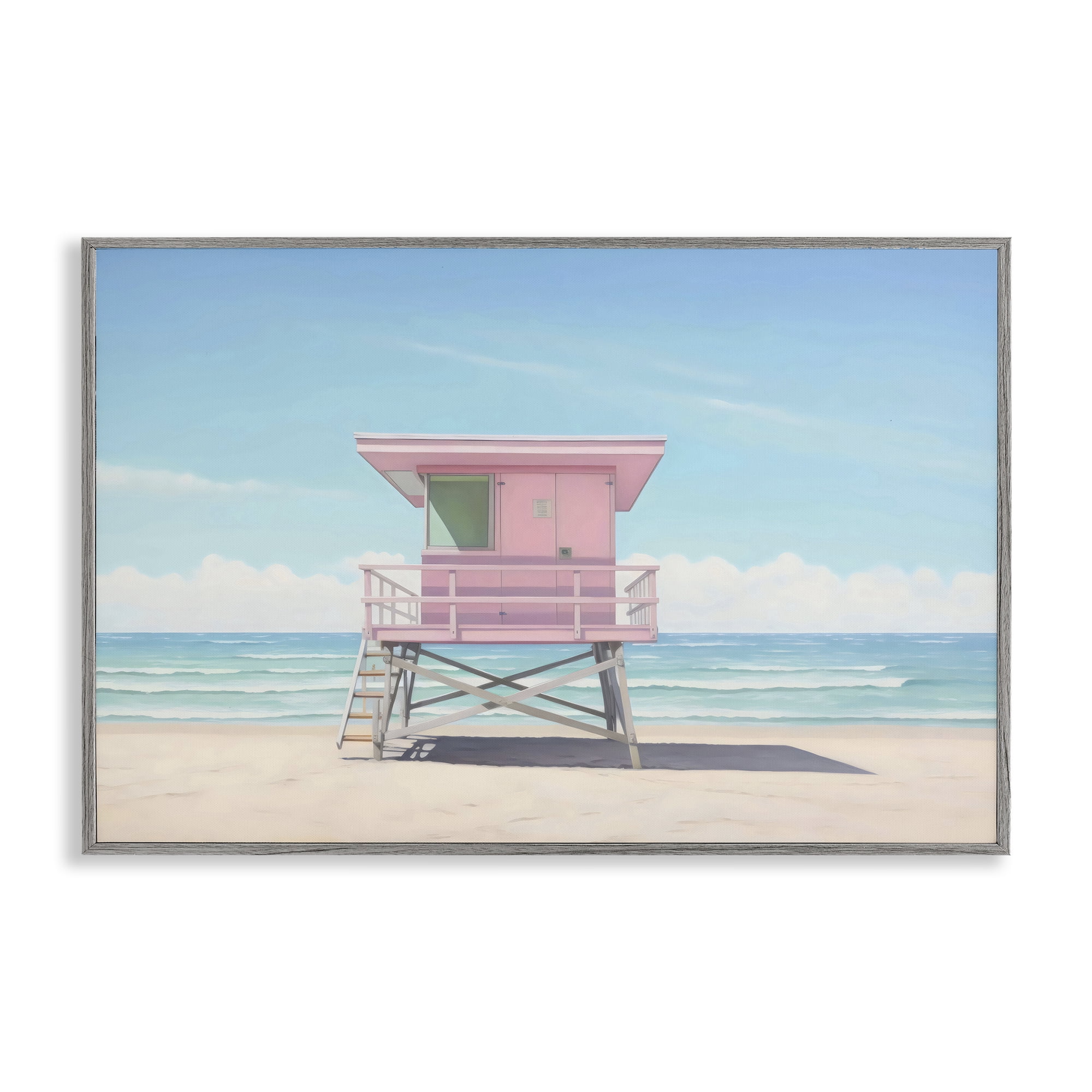 Stupell Industries Miami Beach Lifeguard Station Gray Framed Giclee Art, design by Creative Studio