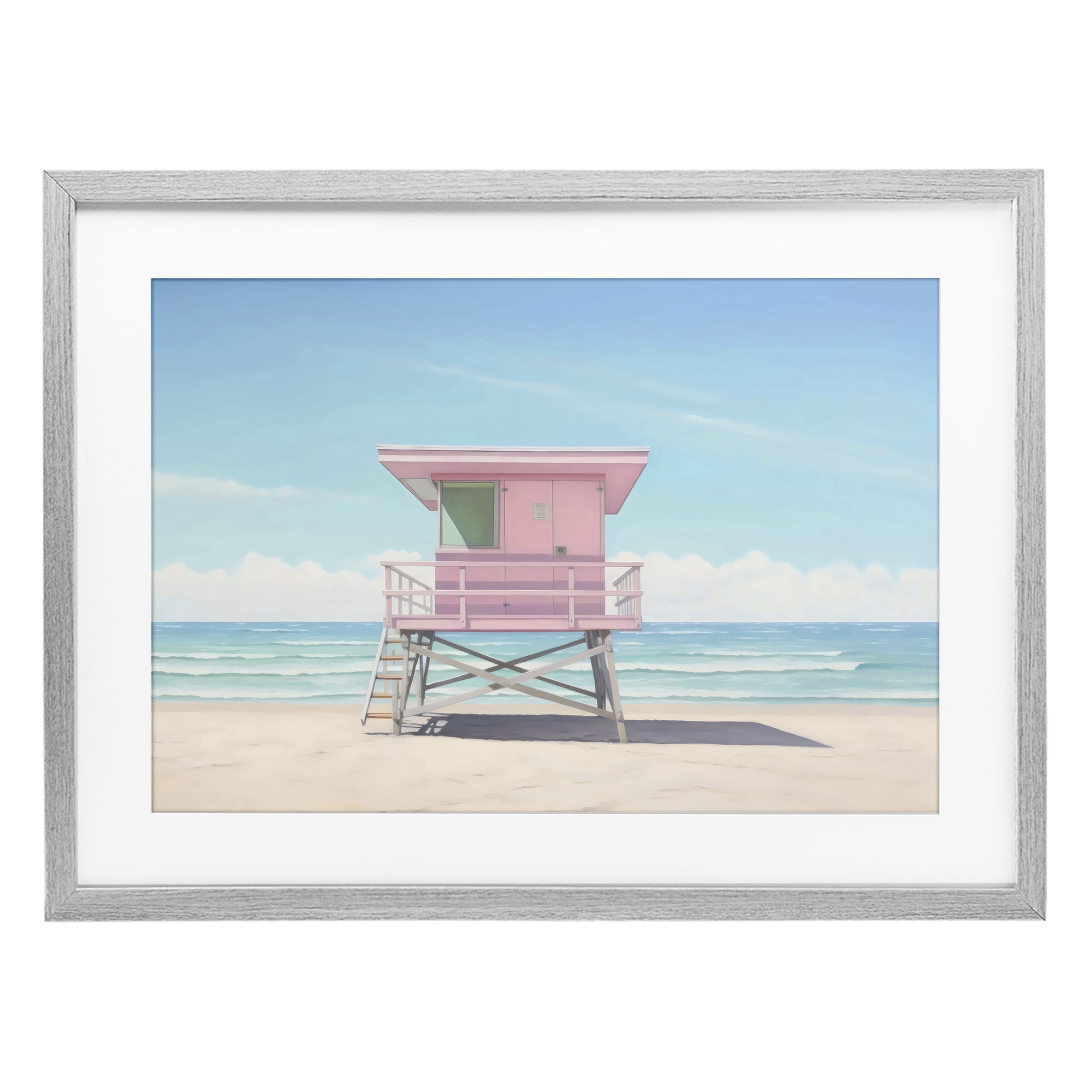 Stupell Industries Miami Beach Lifeguard Station Gray Framed Print Under Glass, design by Creative Studio