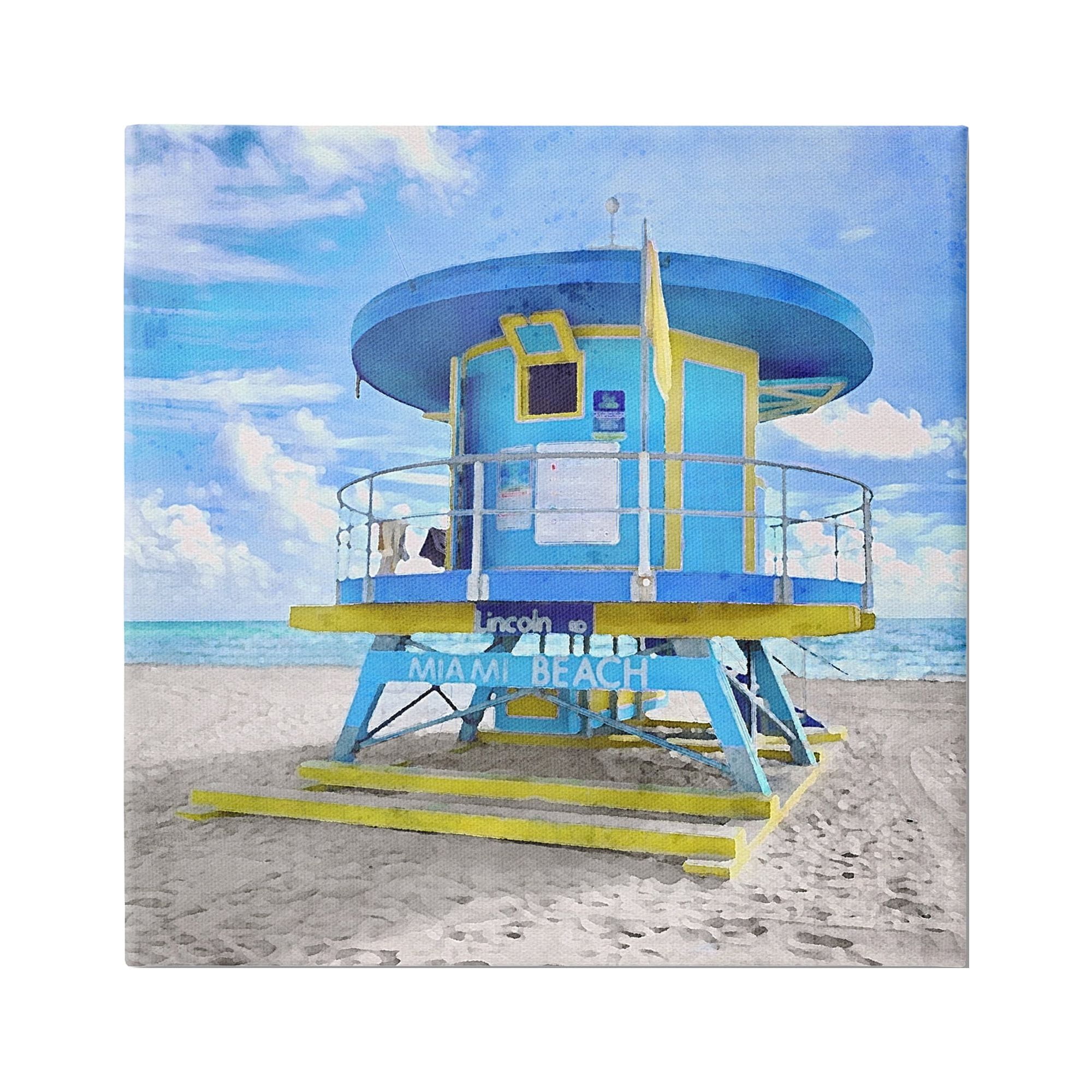 Stupell Industries Miami Beach Summer Hut Nature Painting Gallery Wrapped Canvas Print Wall Art, 36 x 36