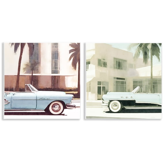 Stupell Industries Miami Cars in Summer Transportation Photography Unframed Art Print Wall Art, 12 x 12, Set of 2