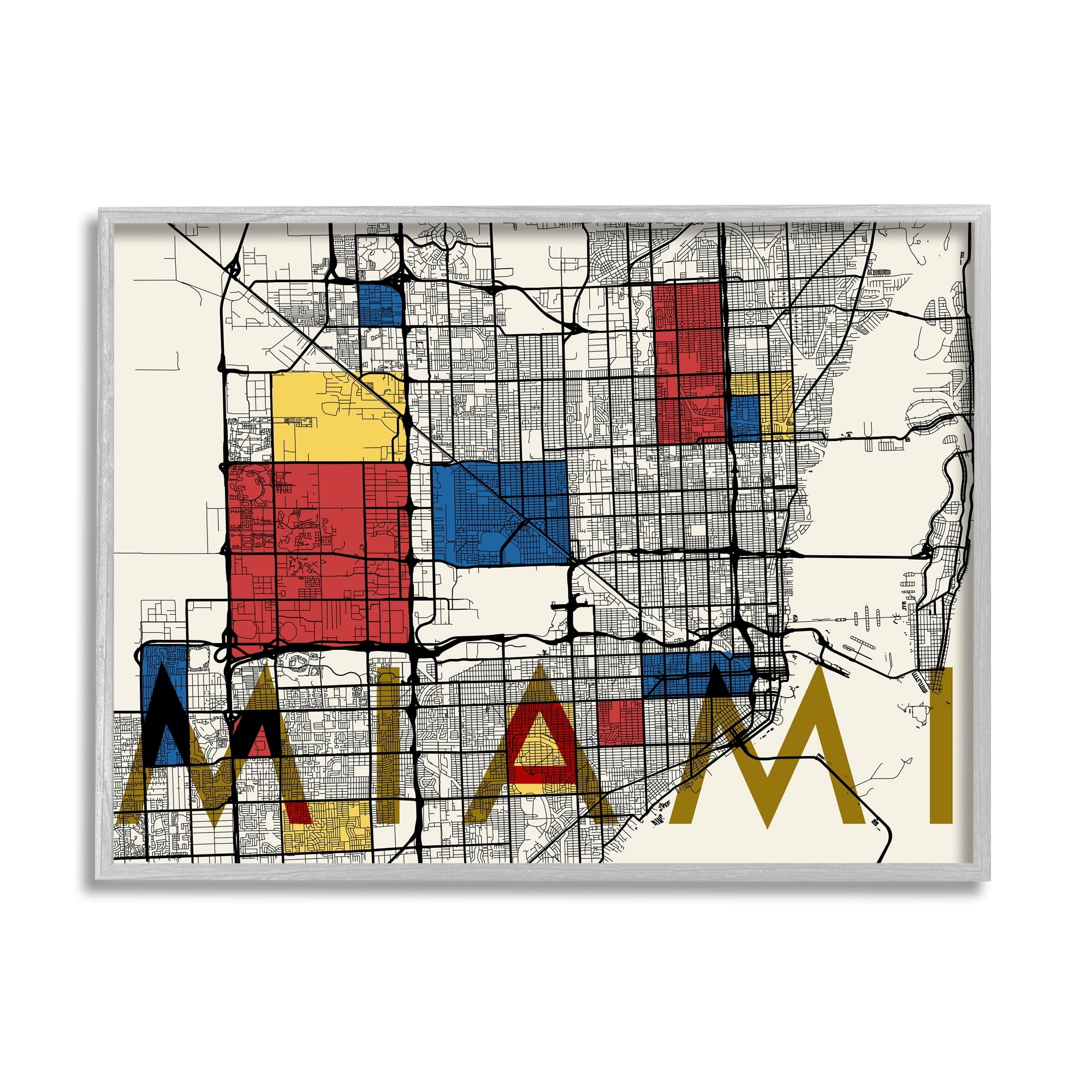 Stupell Industries Miami City Street Grid Abstract Block Shape Inspiration, 14 x 11, Design by Daphne Polselli