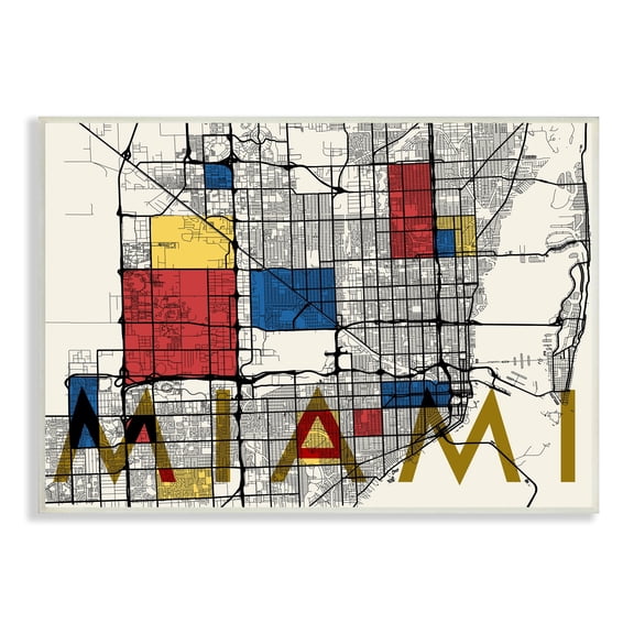 Stupell Industries Miami City Street Grid Abstract Block Shape Inspiration, 15 x 10, Design by Daphne Polselli