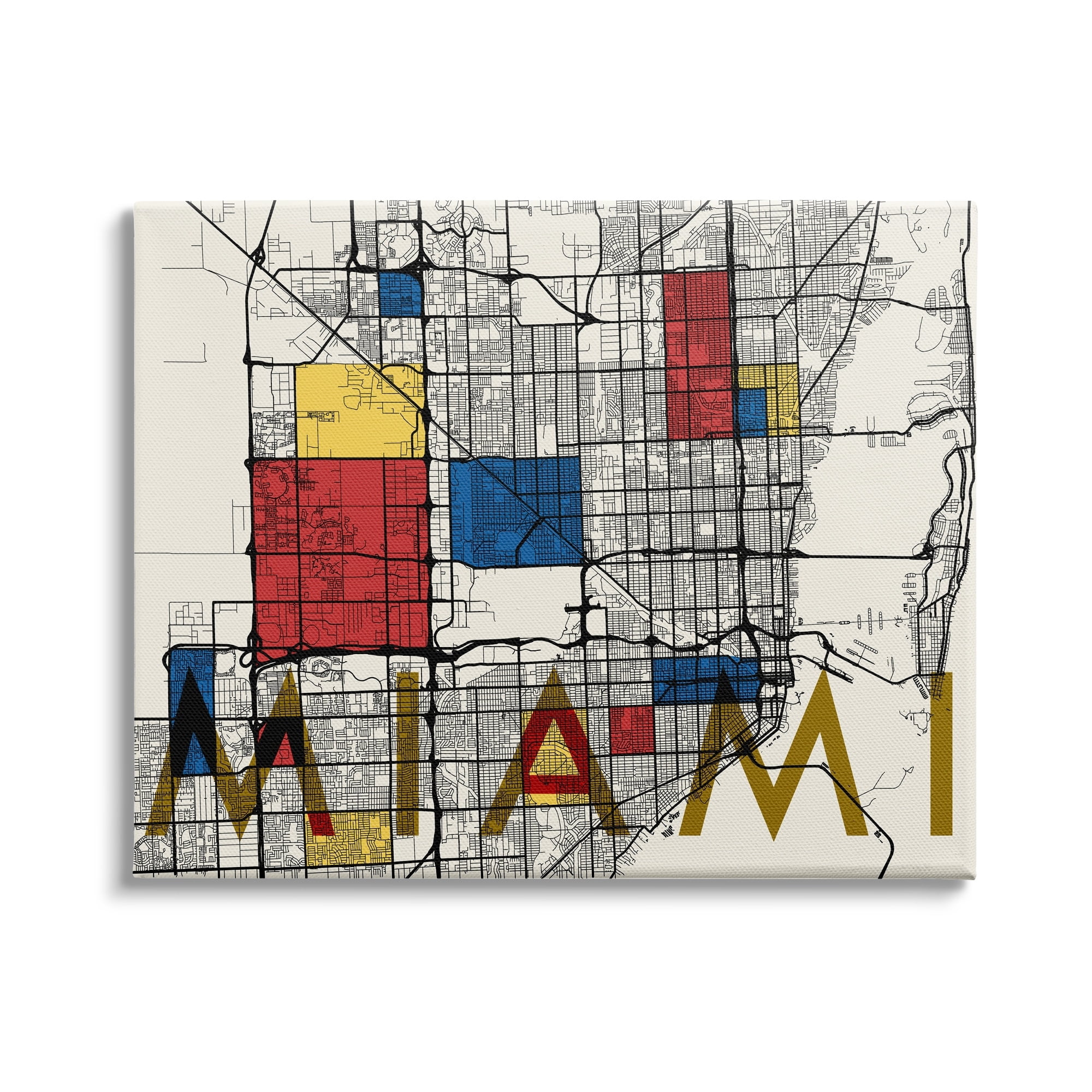 Stupell Industries Miami City Street Grid Abstract Block Shape Inspiration, 20 x 16, Design by Daphne Polselli