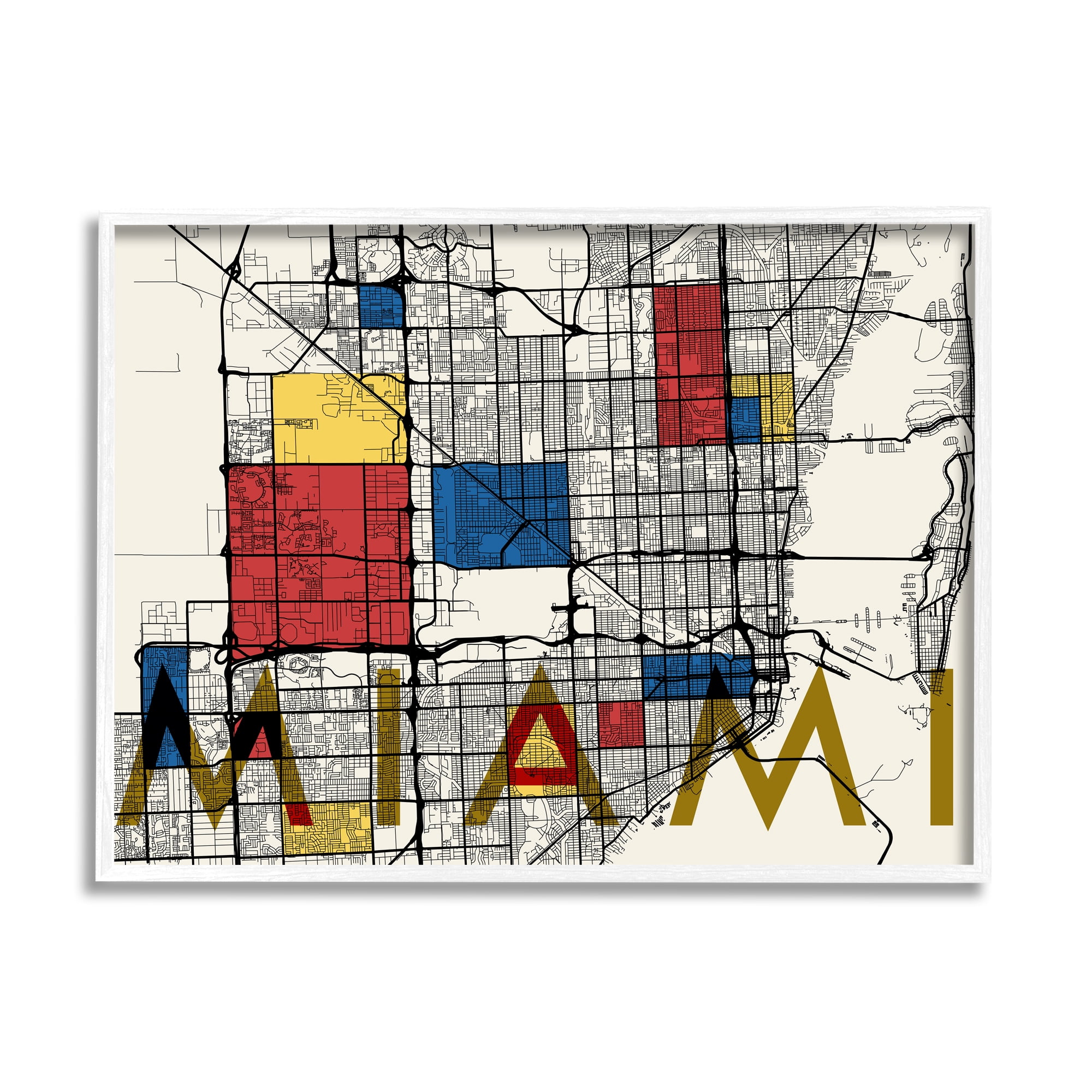 Stupell Industries Miami City Street Grid Abstract Block Shape Inspiration, 20 x 16, Design by Daphne Polselli