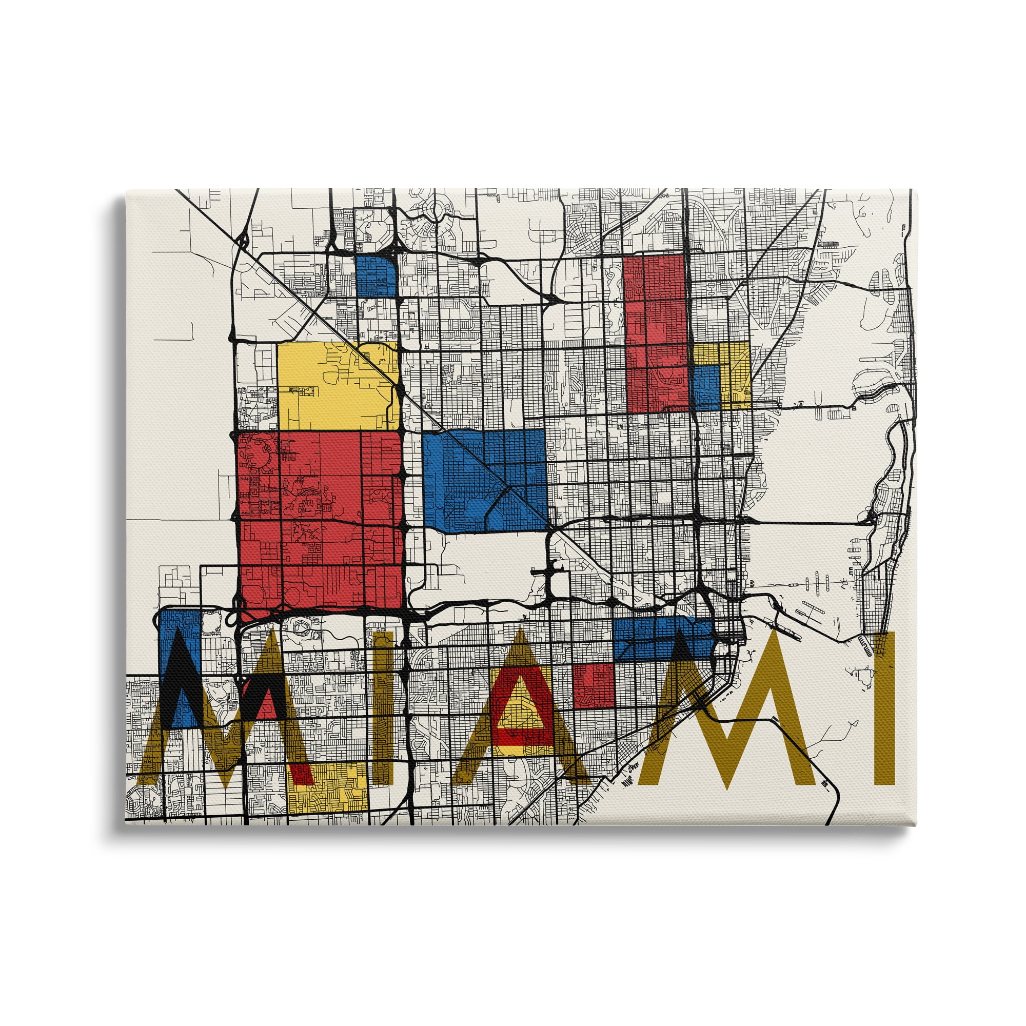 Stupell Industries Miami City Street Grid Abstract Block Shape Inspiration, 48 x 36, Design by Daphne Polselli