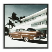 Stupell Industries Miami Classic Automobile Transportation Painting Black Framed Art Print Wall Art, 12 x 12
