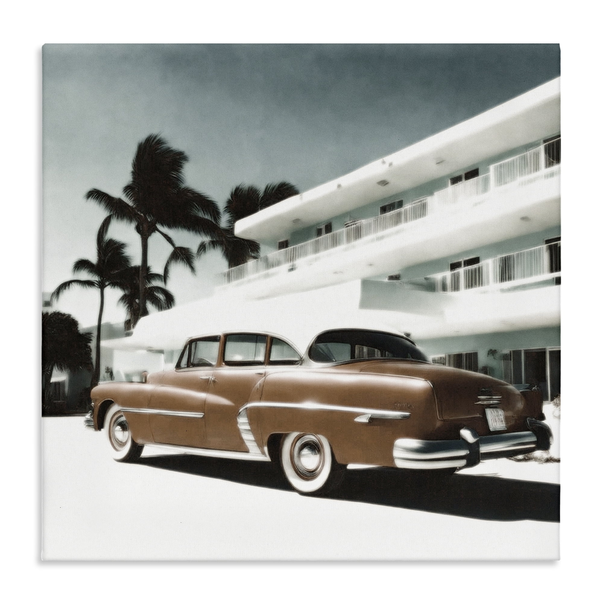 Stupell Industries Miami Classic Automobile Transportation Painting Wrapped Canvas Art Print Wall Art, 36 x 36