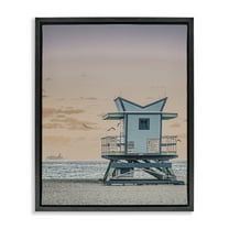 Stupell Industries Miami Lifeguard Stand Nautical & Beach Photography Black Floater Framed Canvas Art Print Wall Art, 17 x 21