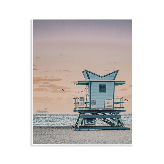 Stupell Industries Miami Lifeguard Stand Nautical & Beach Photography Unframed Art Print Wall Art, 11 x 14