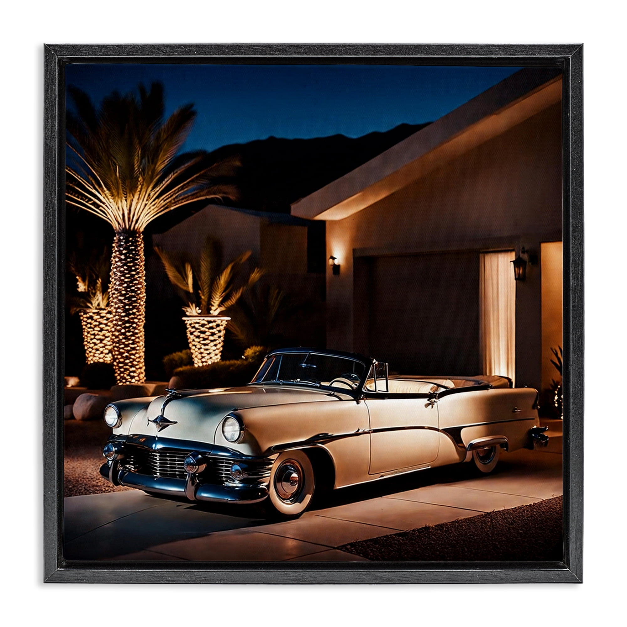 Stupell Industries Miami Wheels Classic Car Transportation Painting Black Floater Framed Canvas Art Print Wall Art, 25 x 25