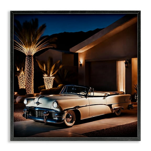 Stupell Industries Miami Wheels Classic Car Transportation Painting Black Framed Art Print Wall Art, 12 x 12