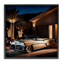 Stupell Industries Miami Wheels Classic Car Transportation Painting Black Framed Art Print Wall Art, 12 x 12