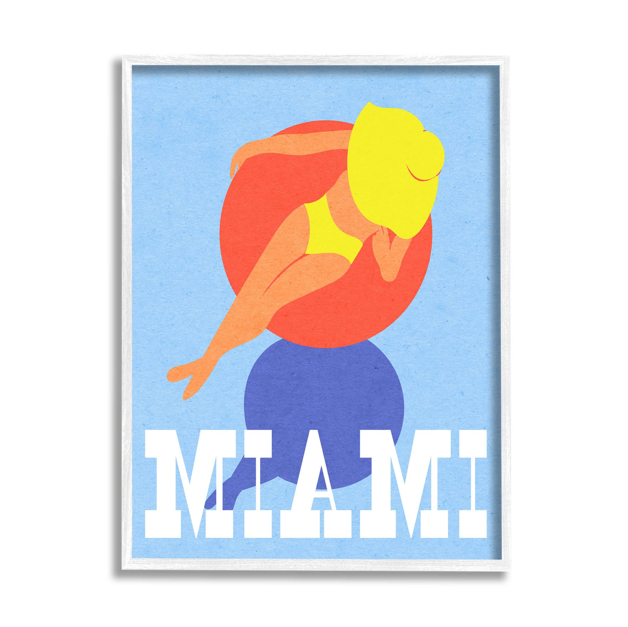 Stupell Industries Miami Woman in Pool Float Graphic Art White Framed Art Print Wall Art, Design by Daphne Polselli