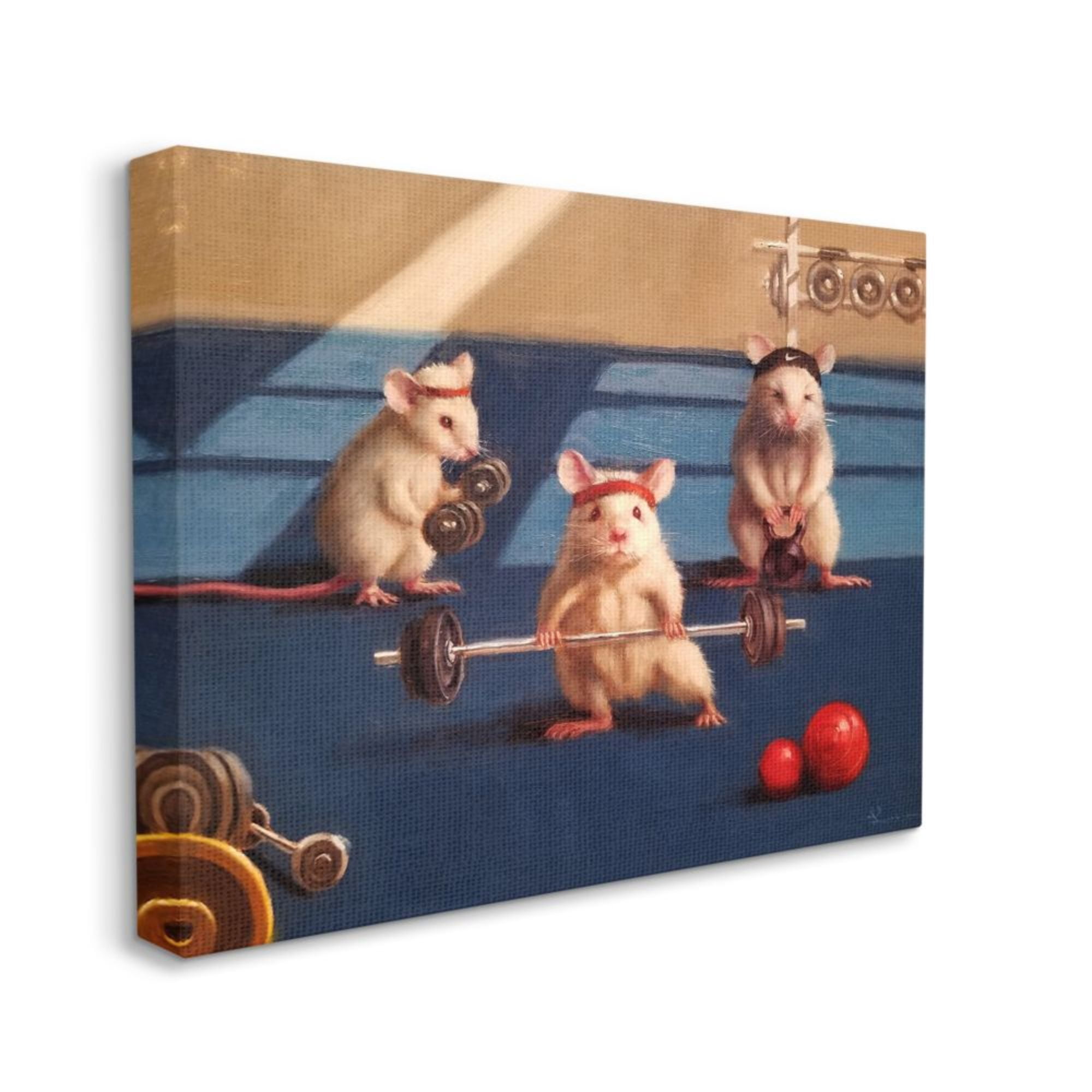 Stupell Industries Mice Lifting Weights Animal Gym Rat Humor Design by Lucia Heffernan, 16" x 20"