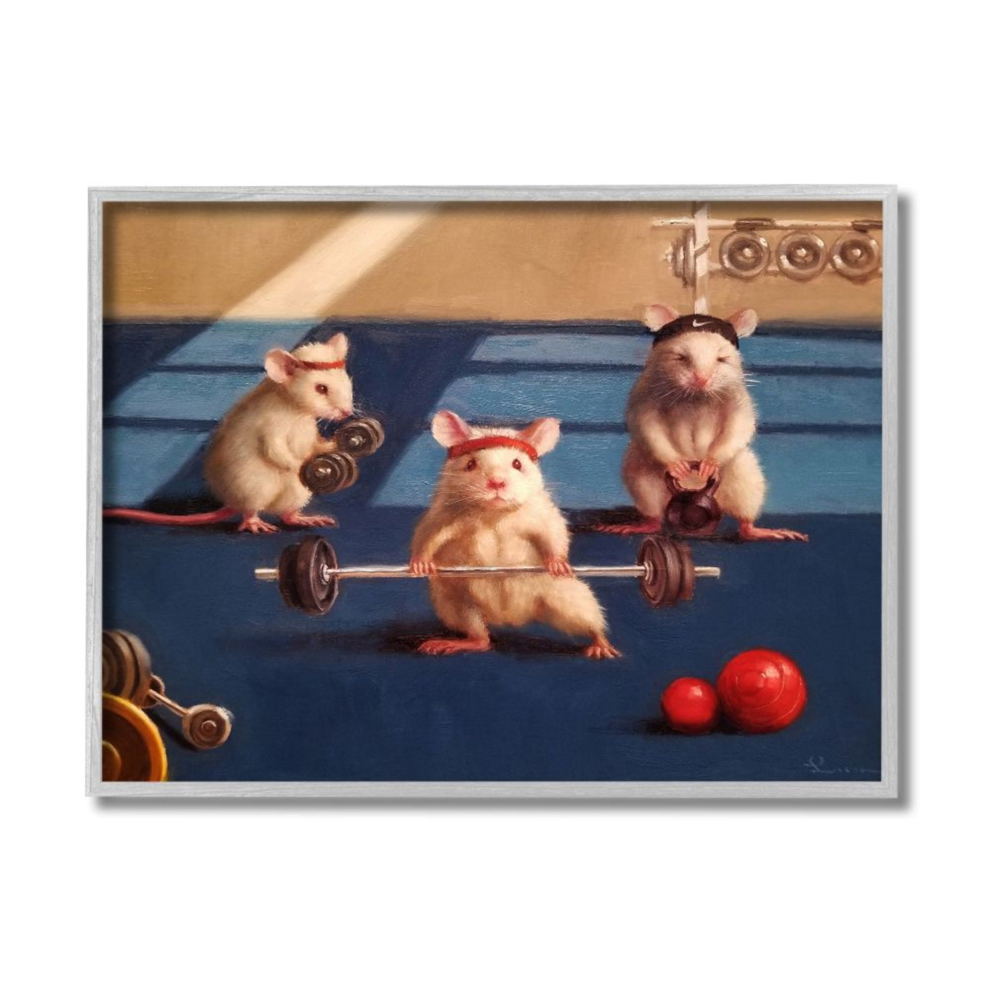 Stupell Industries Mice Lifting Weights Animal Gym Rat Humor Design by Lucia Heffernan