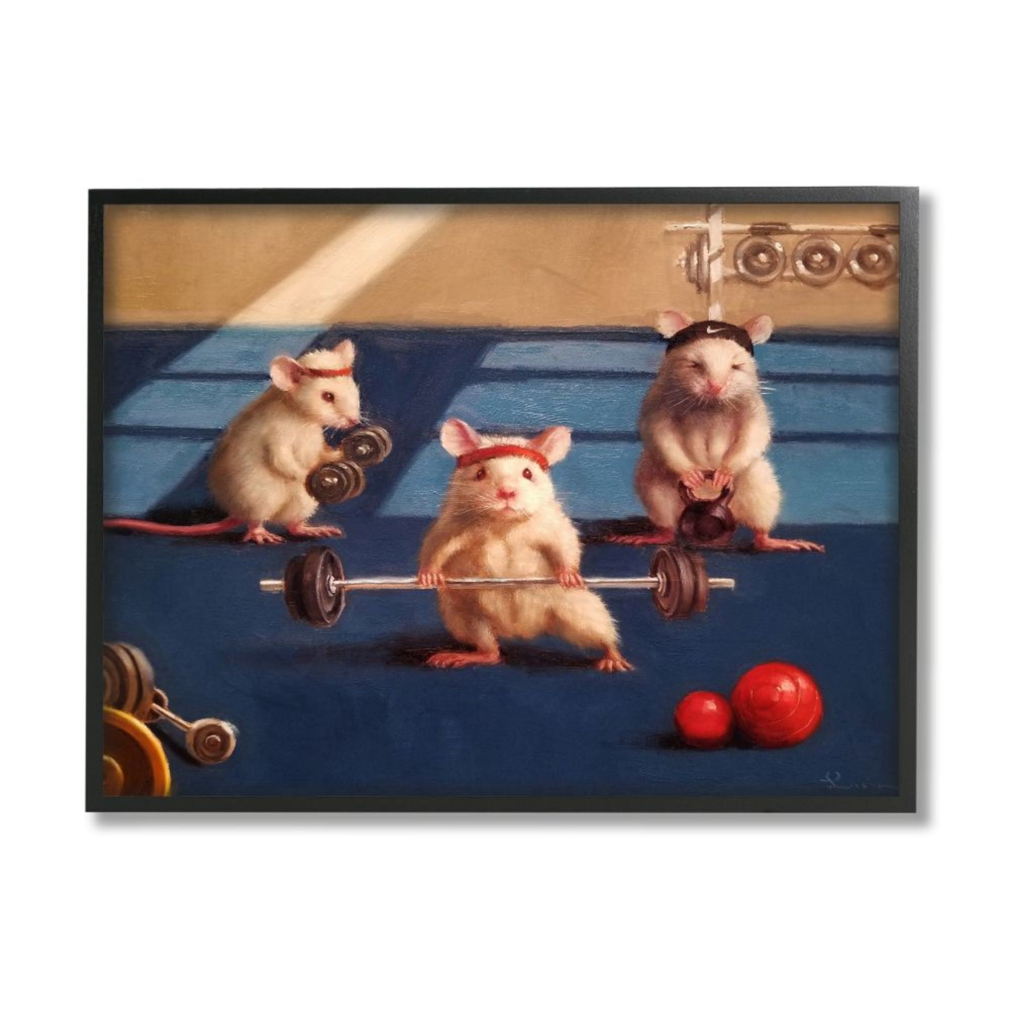 Stupell Industries Mice Lifting Weights Animal Gym Rat Humor Design by Lucia Heffernan