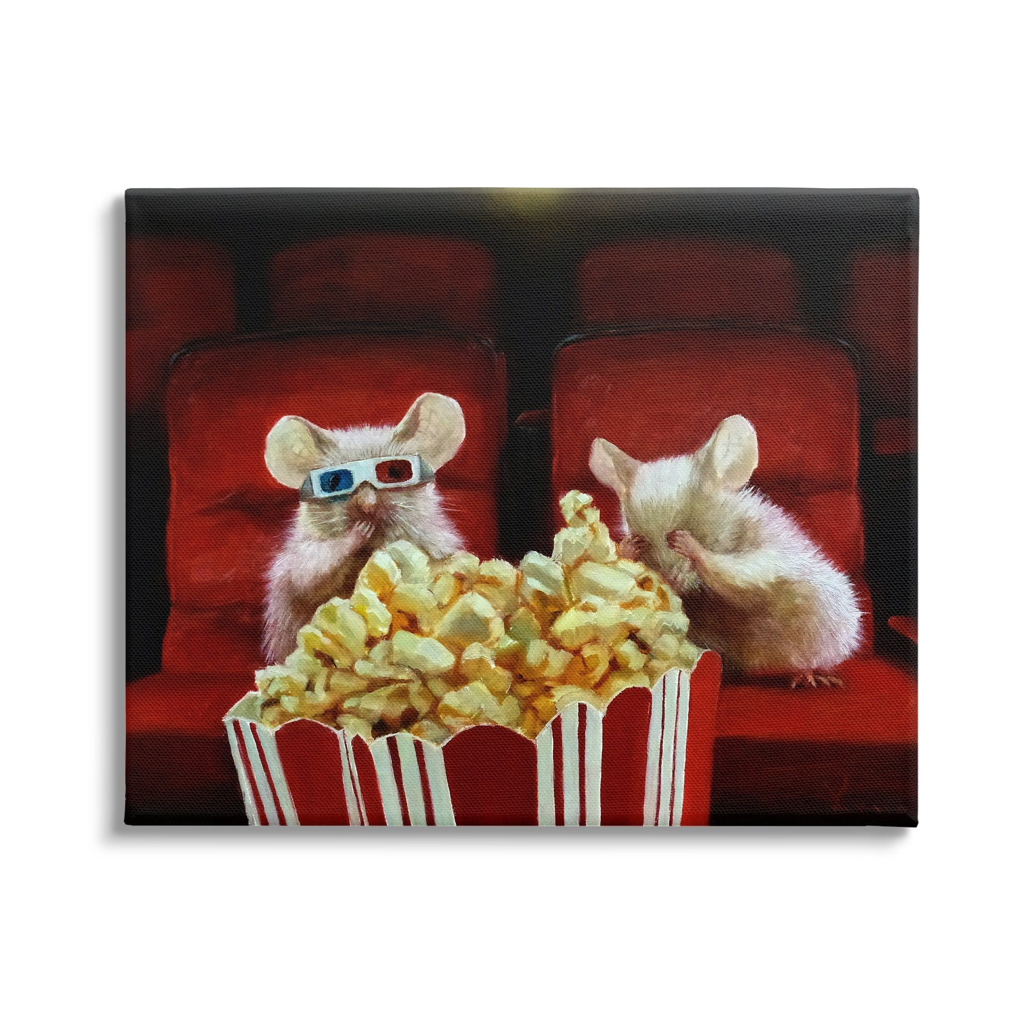 Mice Movie Theater Popcorn Canvas Wall Art, 24 x 30