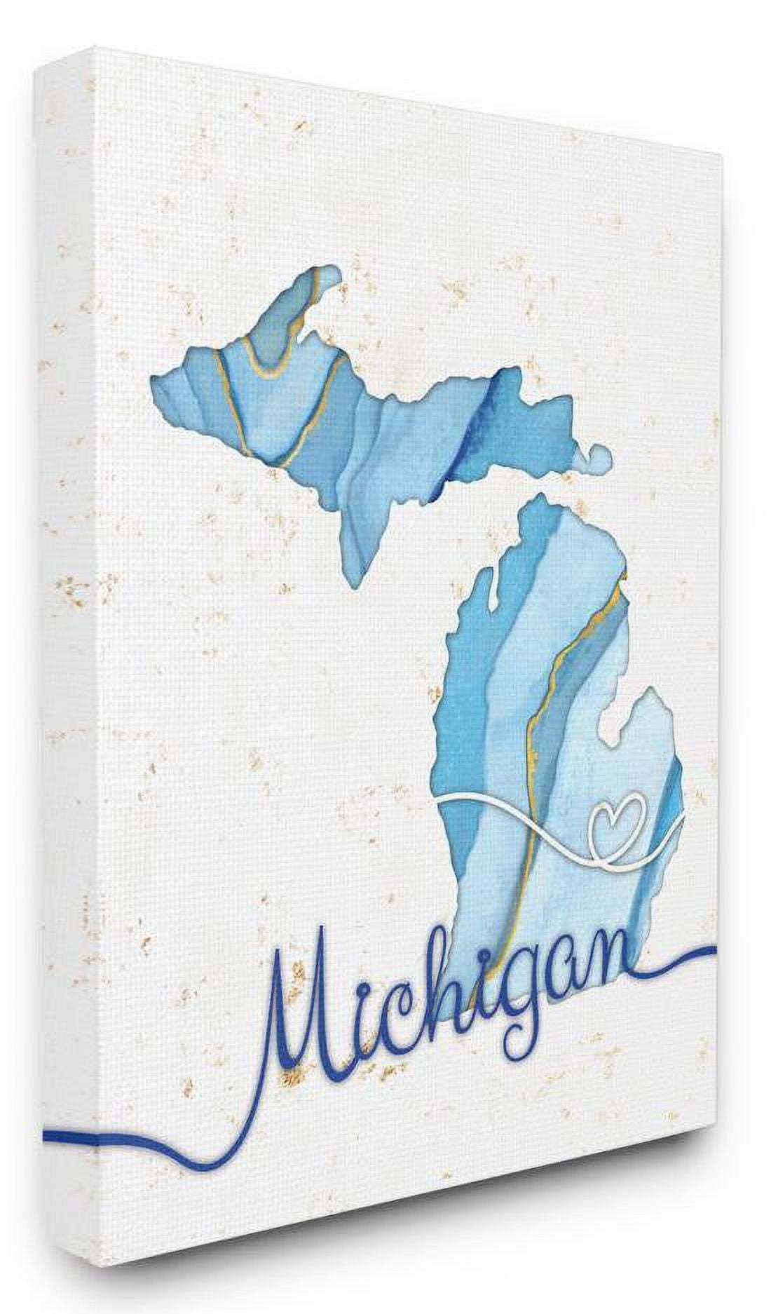 Stupell Industries Michigan Agate Blue US State Design Canvas Wall Art by Ziwei Li