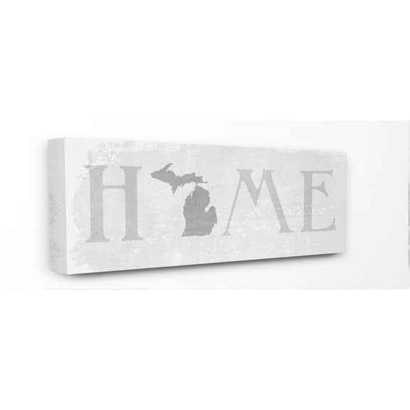 Stupell Industries Michigan Home State Map Grey Neutral Textured Word Design Canvas Wall Art by Daphne Polselli