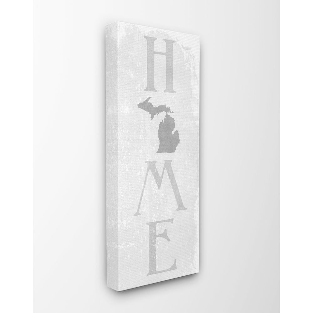 Stupell Industries Michigan Home State Map Grey Textured Word Design Canvas Wall Art by Daphne Polselli