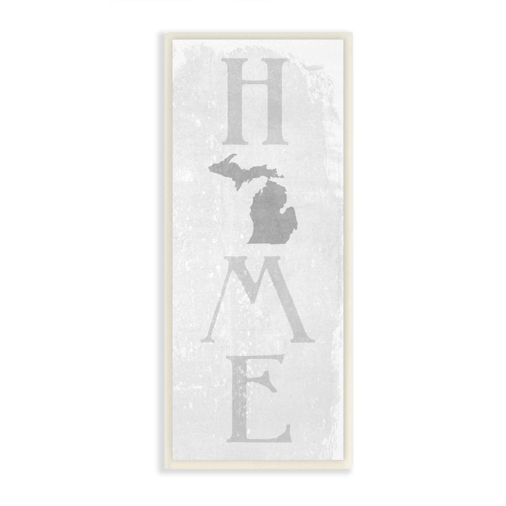 Stupell Industries Michigan Home State Map Grey Textured Word Design Wall Plaque Art by Daphne Polselli
