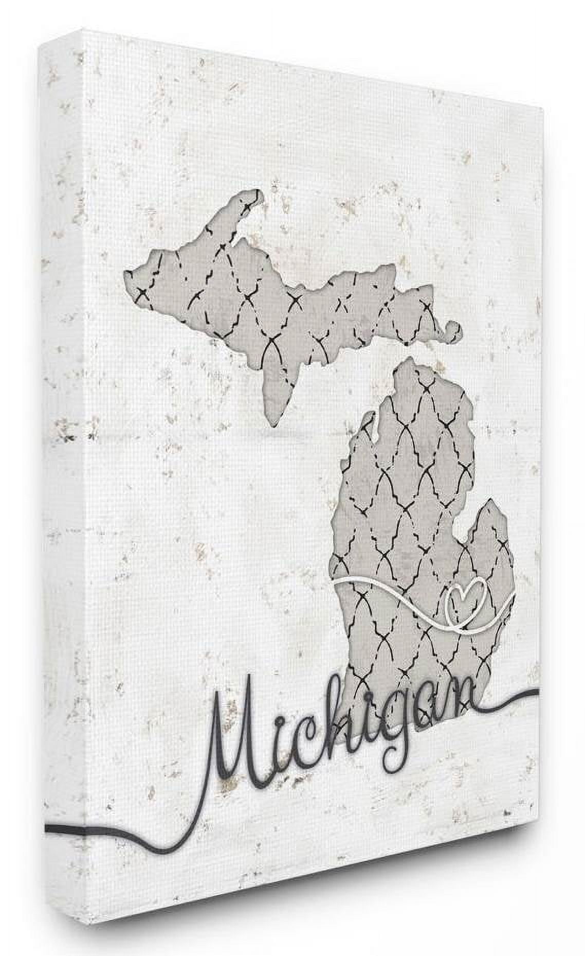 Stupell Industries Michigan Patterned Grey US State Design Canvas Wall Art by Ziwei Li