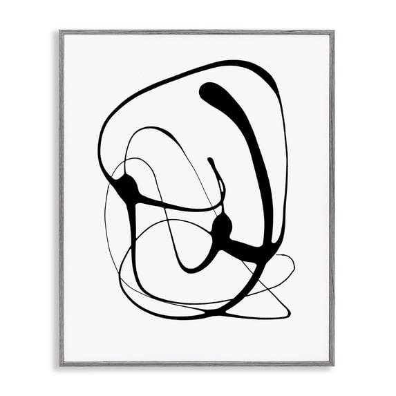 Stupell Industries Mid-Century Black Modern Swirl Gray Framed Giclee Art, 16 x 20, by Lanie Loreth