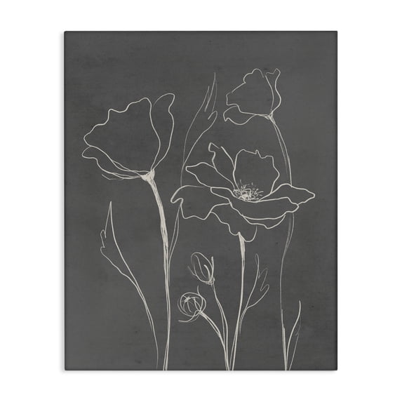 Stupell Industries Mid-Century Blooming Flower Buds Casual Grey Line Doodle Canvas Art, 24 x 30, by Elizabeth Medley