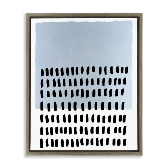 Stupell Industries Mid-Century Blue Dotted Pattern Brown Floating Frame Canvas Art, 17 x 21, by Michael Willett