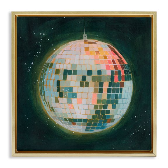 Stupell Industries Mid-Century Disco Ball in Space Gold Floating Frame Canvas Art, 25 x 25, by Grace Popp