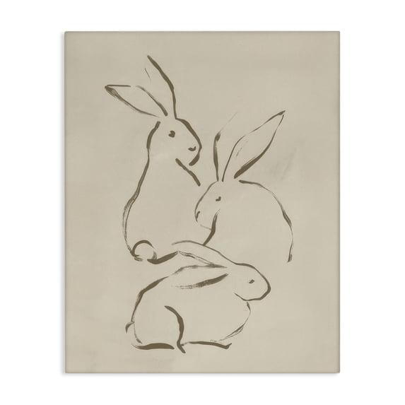 Stupell Industries Mid-Century Earthtone Bunny Sketch Canvas Art, 24 x 30, by June Erica Vess