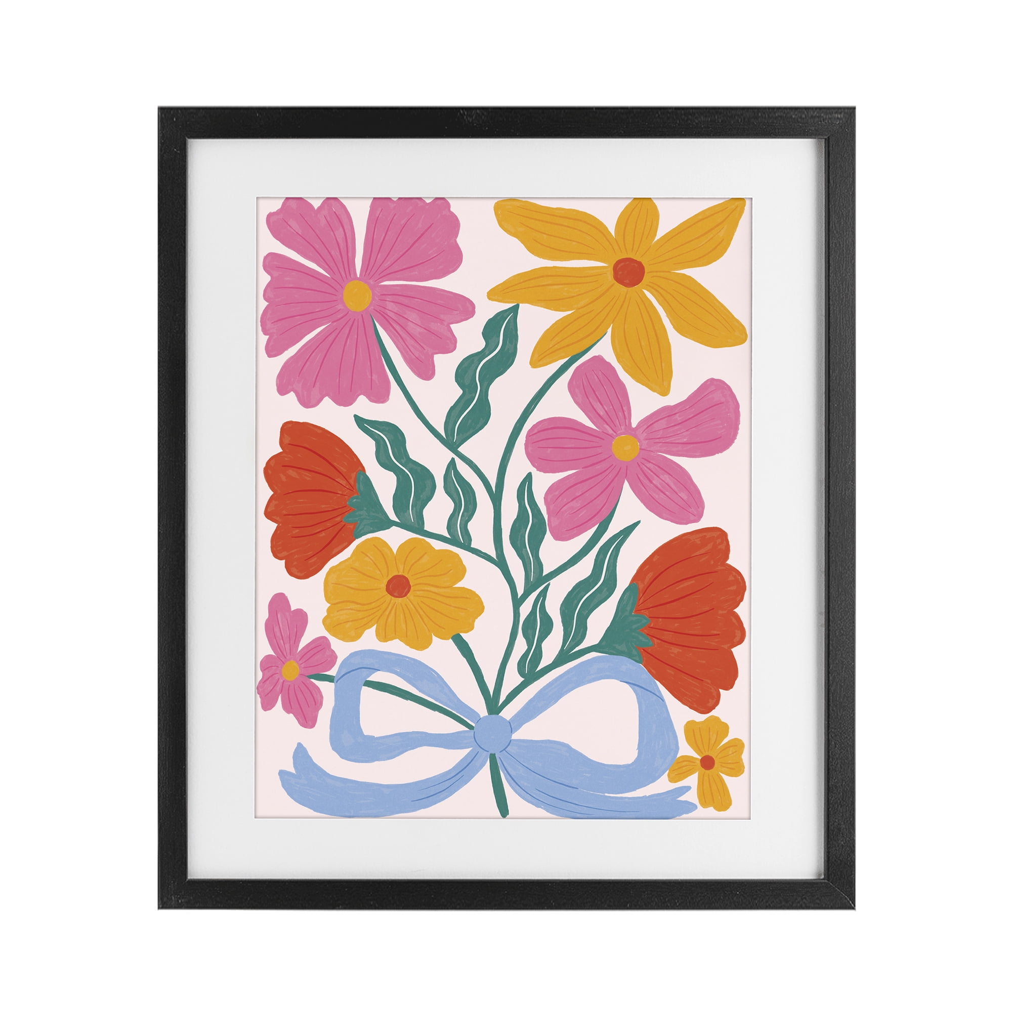 Stupell Industries Mid Century Fresh Florals Black Framed Print Under Glass, design by Lisa Barlow