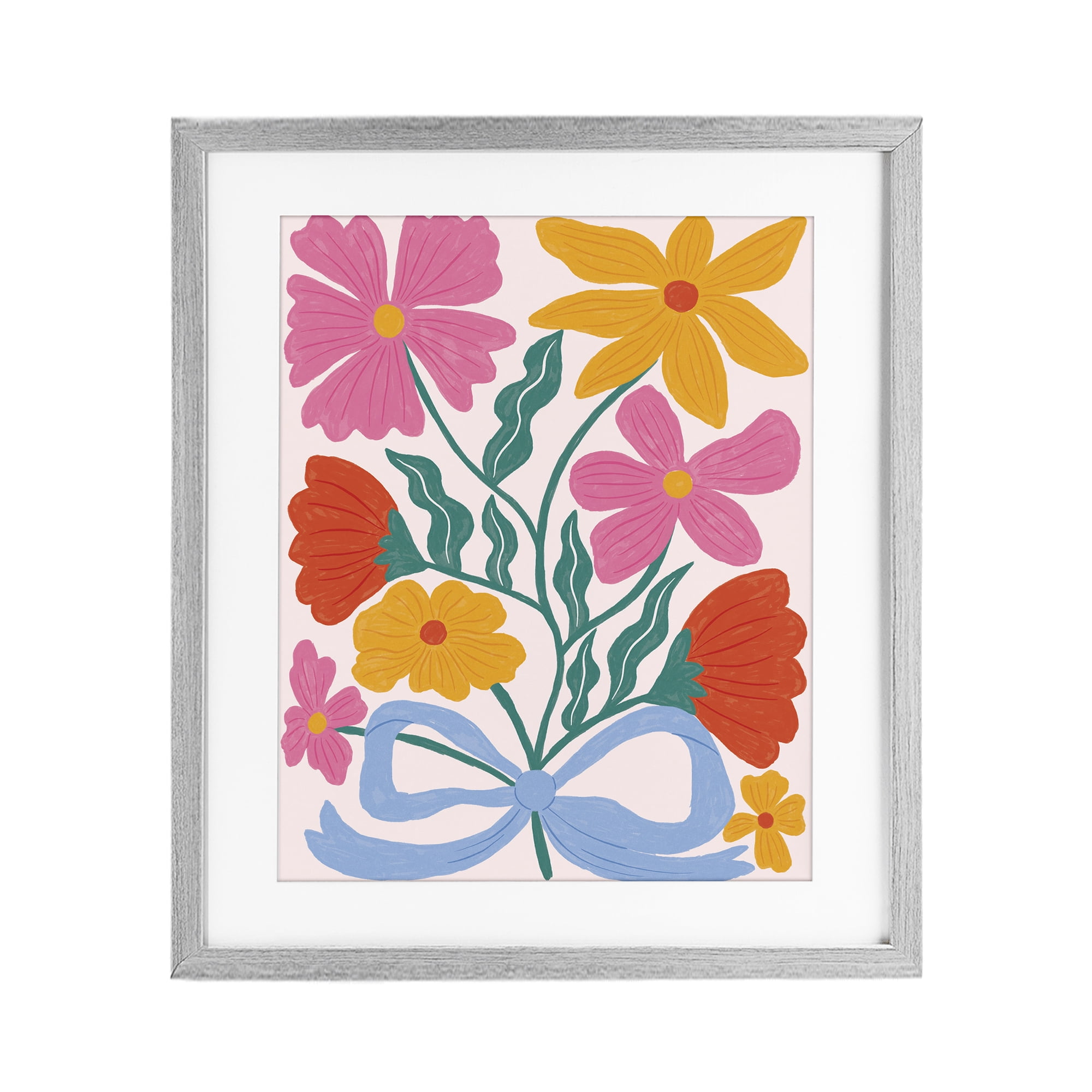 Stupell Industries Mid Century Fresh Florals Gray Framed Print Under Glass, design by Lisa Barlow