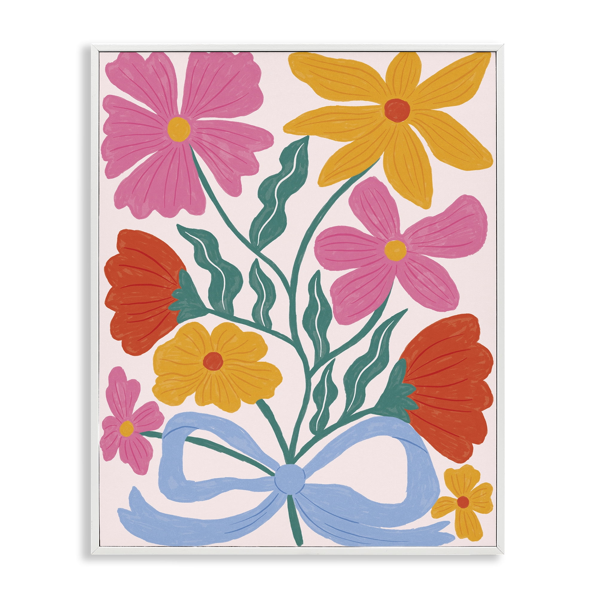 Stupell Industries Mid Century Fresh Florals White Framed Giclee Art, design by Lisa Barlow