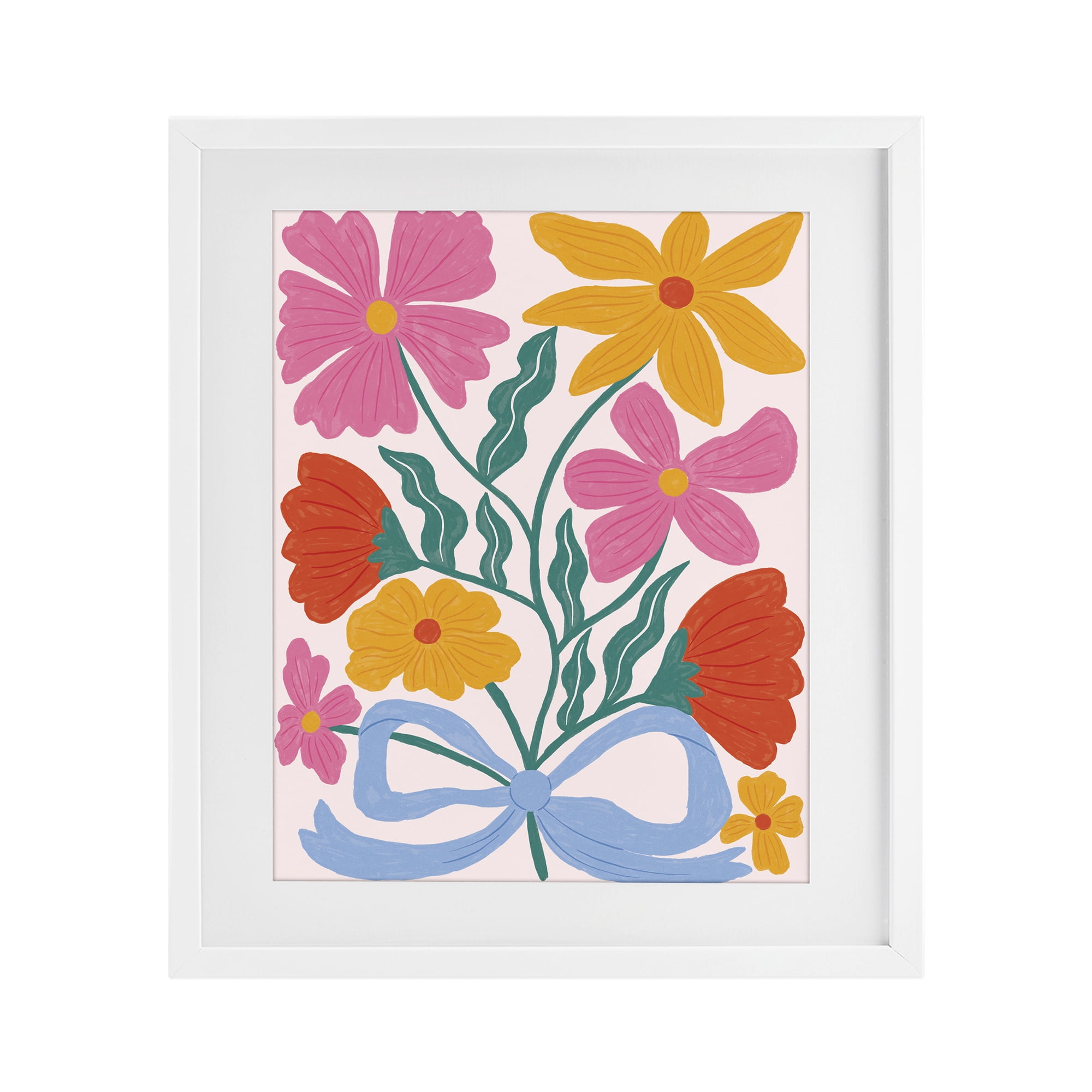 Stupell Industries Mid Century Fresh Florals White Framed Print Under Glass, design by Lisa Barlow