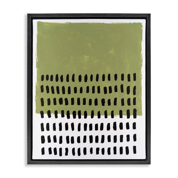 Stupell Industries Mid-Century Green Dotted Pattern Black Floating Frame Canvas Art, 17 x 21, by Michael Willett