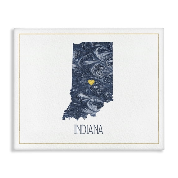 Stupell Industries Mid-Century Indiana Minimal Blue Marbled Paper Silhouette Canvas Art, 20 x 16, by Lil' Rue