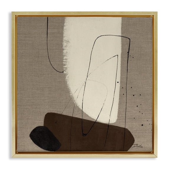 Stupell Industries Mid-Century Natural Oblong Shapes Gold Floating Frame Canvas Art, 18 x 18, by Patricia Pinto