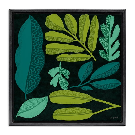Stupell Industries Mid-Century Plant Toss Collage Black Floating Frame Canvas Art, 18 x 18, by Cheryl Warrick