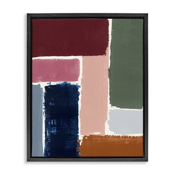Stupell Industries Mid-Century Rectangular Shapes Pattern Black Floating Frame Canvas Art, 17 x 21, by Victoria Barnes