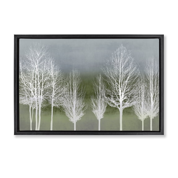 Stupell Industries Mid-Century White Tree Impressions Black Floating Frame Canvas Art, 31 x 21, by Kate Bennett