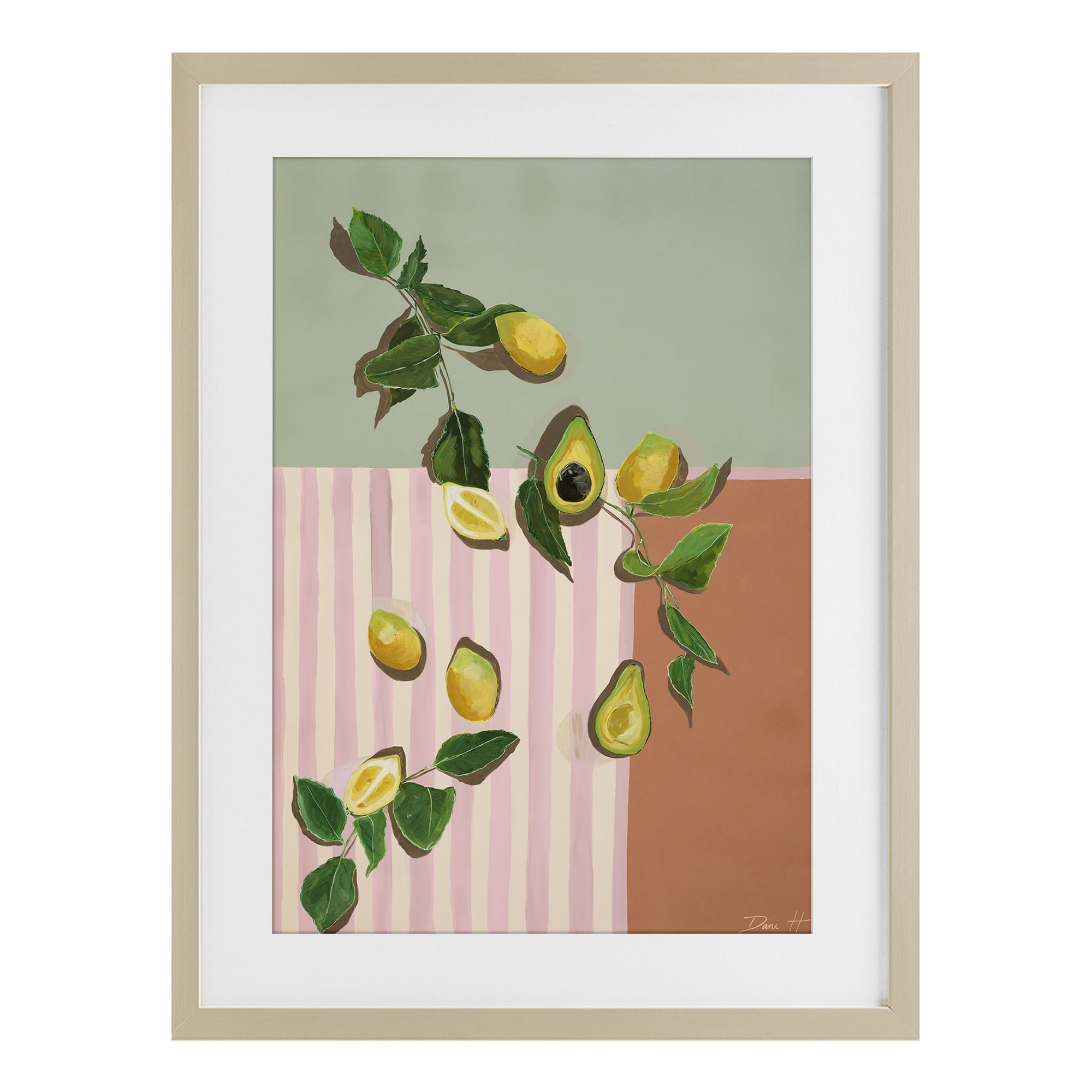Stupell Industries Midcentury Avocado & Lemons Birch Framed Print Under Glass, design by Dani Heyward