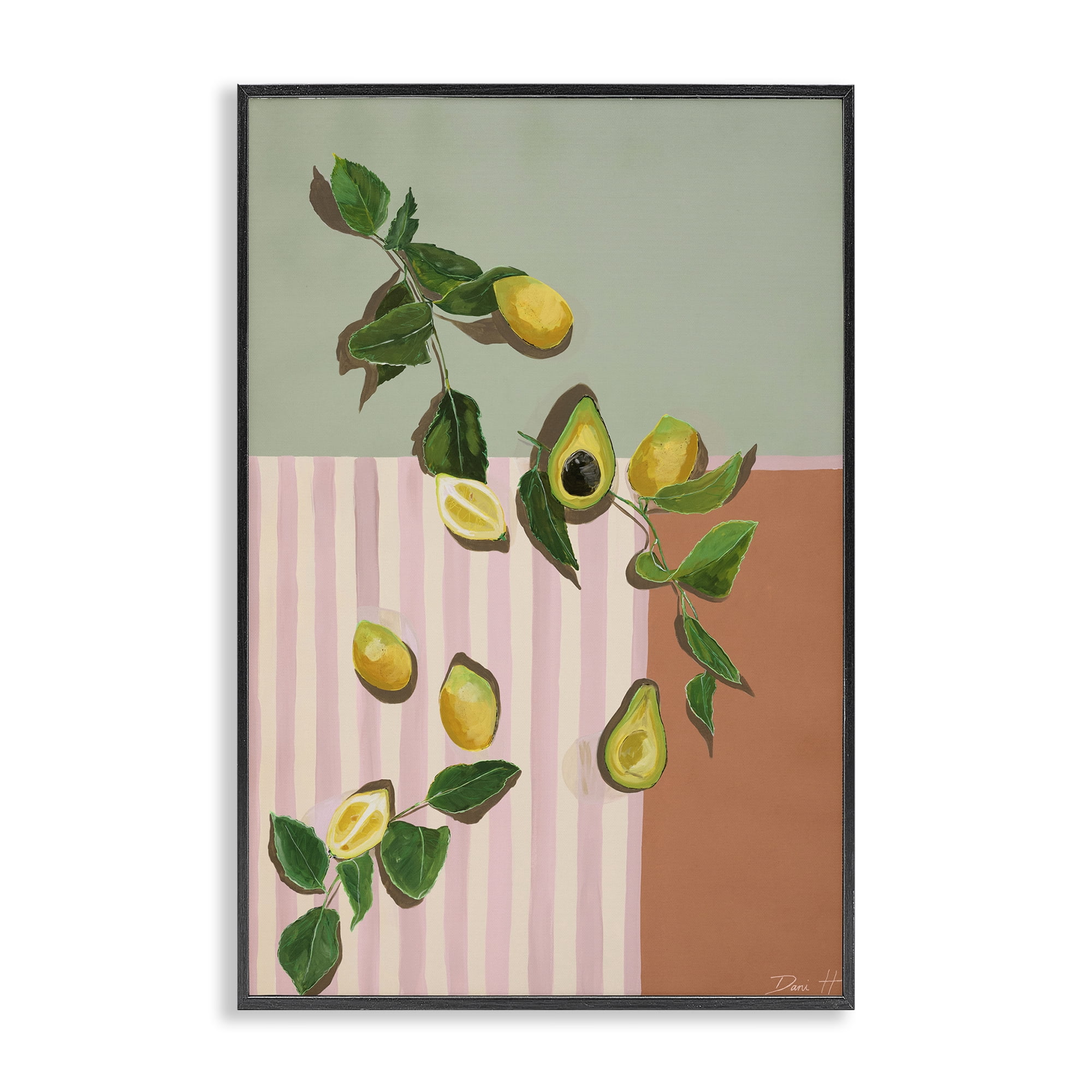 Stupell Industries Midcentury Avocado & Lemons Black Framed Giclee Art, design by Dani Heyward