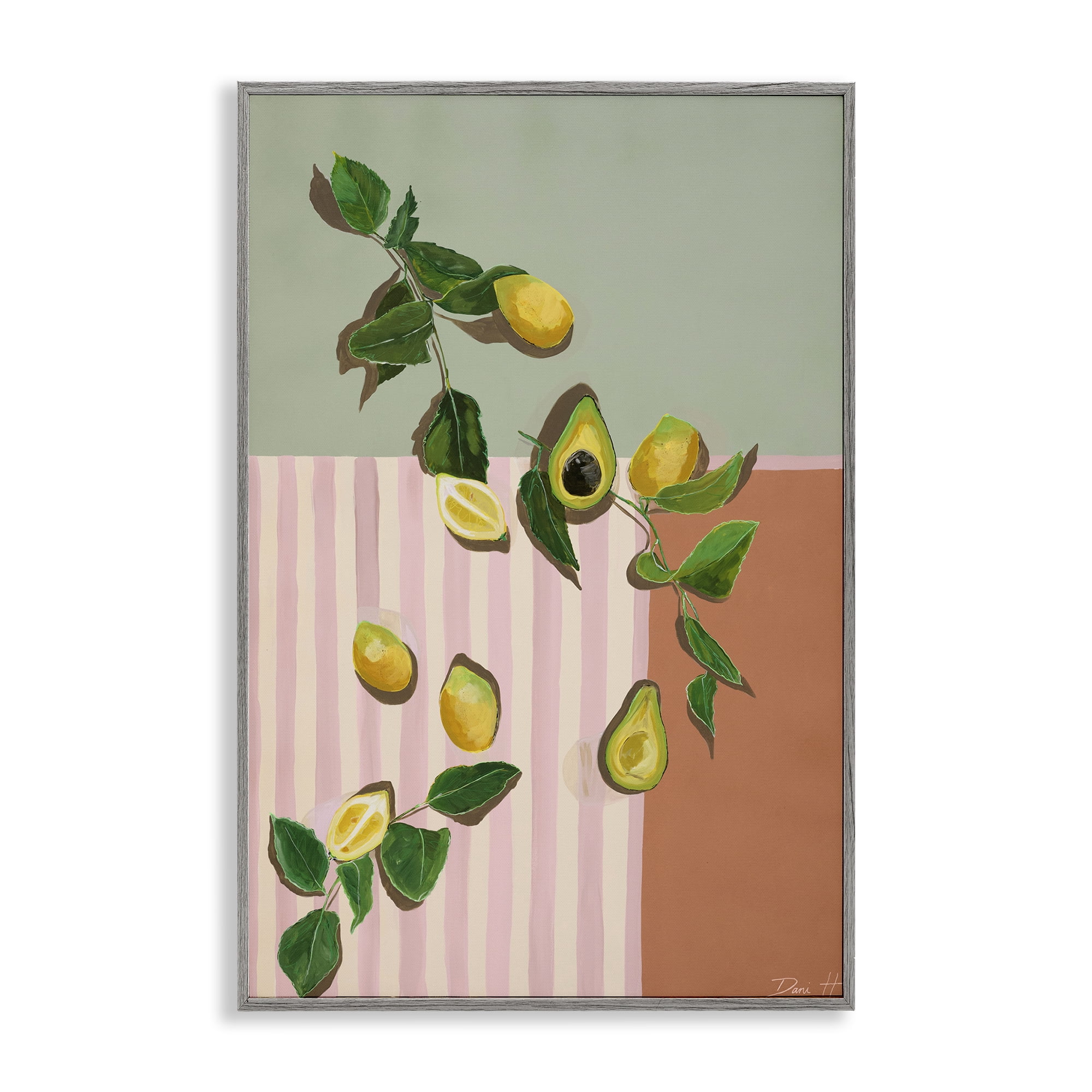 Stupell Industries Midcentury Avocado & Lemons Gray Framed Giclee Art, design by Dani Heyward