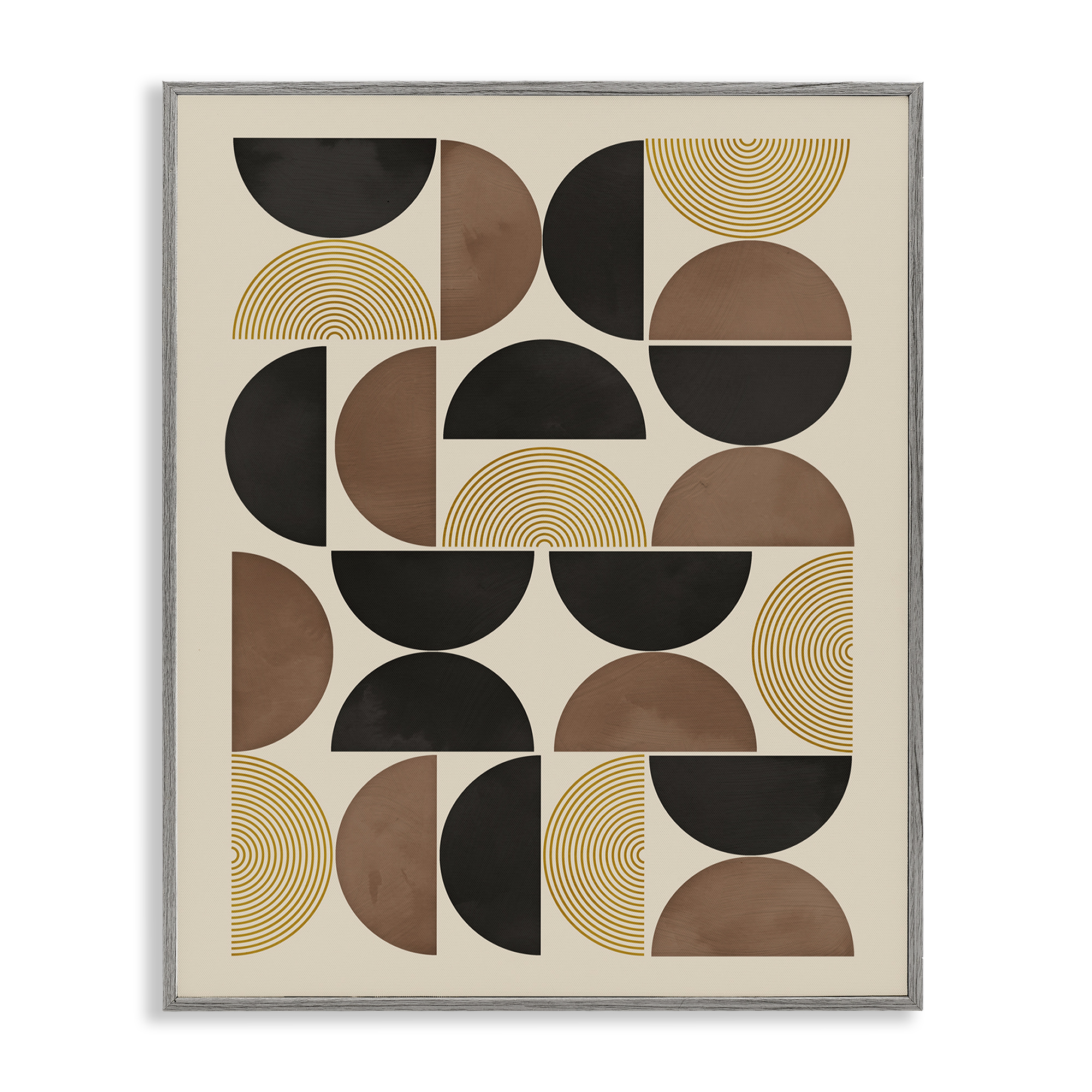 Stupell Industries Midcentury Beige Shapes Abstract Painting Gray Framed Art Print Wall Art, 11 x 14