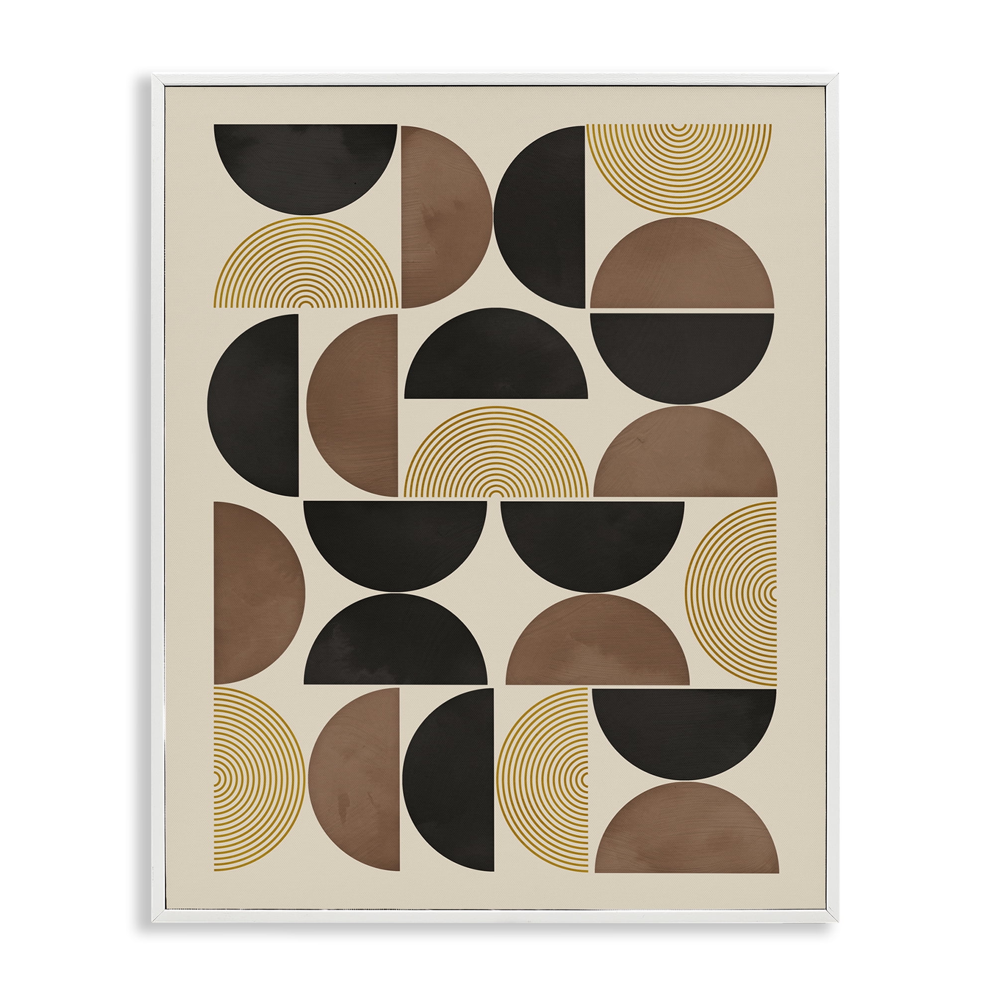 Stupell Industries Midcentury Beige Shapes Abstract Painting White Framed Art Print Wall Art, 11 x 14