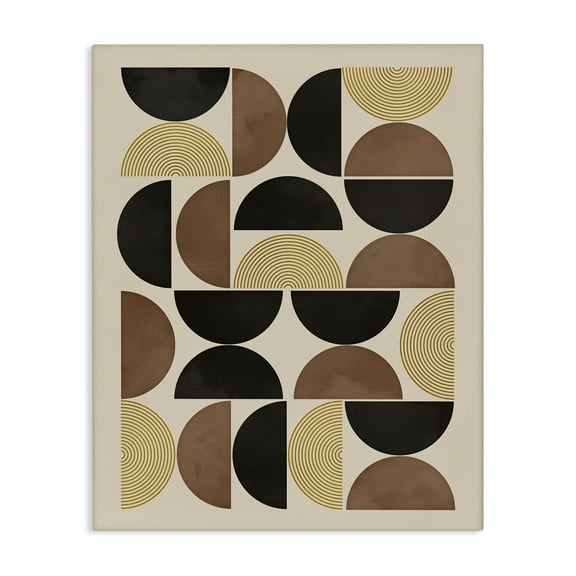 Stupell Industries Midcentury Beige Shapes Abstract Painting Wrapped Canvas Art Print Wall Art, 16 x 20