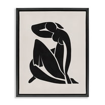Stupell Industries Midcentury Boho Figure People Painting Black Floater Framed Canvas Art Print Wall Art, 17 x 21